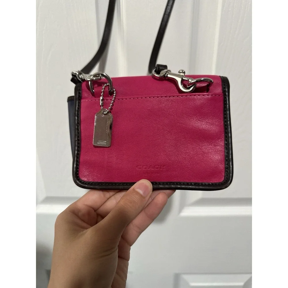 COACH Legacy Colorblock MINI Crossbody in SVFXM SV/Fuchsia Multicolor 48022